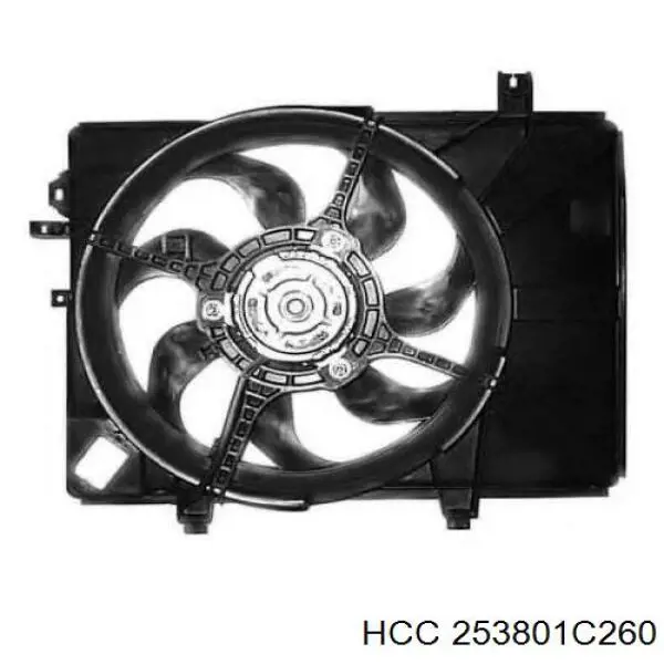 253801C260 HCC difusor de radiador, ventilador de refrigeración, condensador del aire acondicionado, completo con motor y rodete