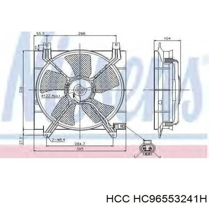 HC96553241H HCC difusor de radiador, aire acondicionado, completo con motor y rodete