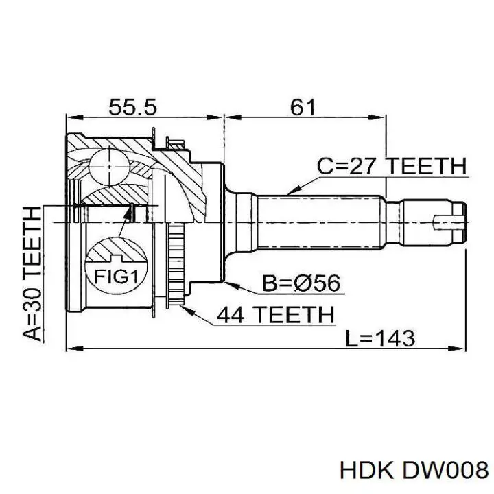 DW-008 HDK junta homocinética exterior delantera