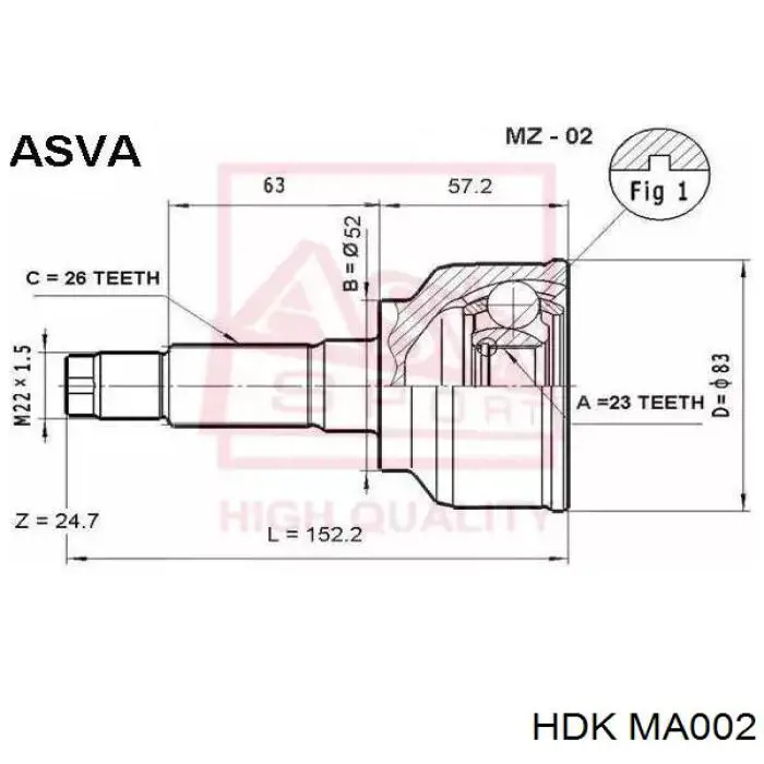 MA002 HDK junta homocinética exterior delantera