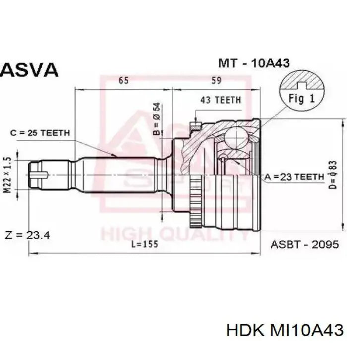 mi10a43 HDK junta homocinética exterior delantera