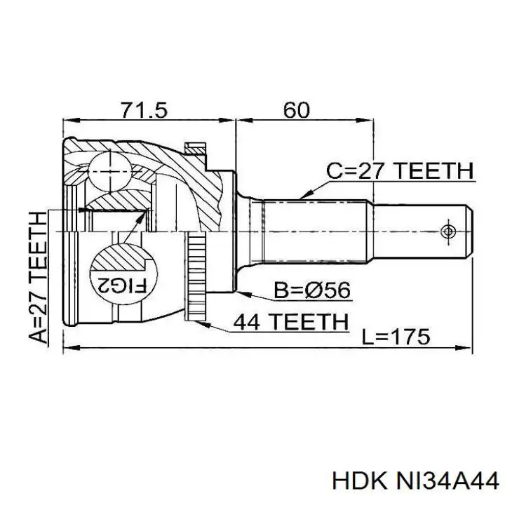 NI-34A44 HDK junta homocinética exterior delantera