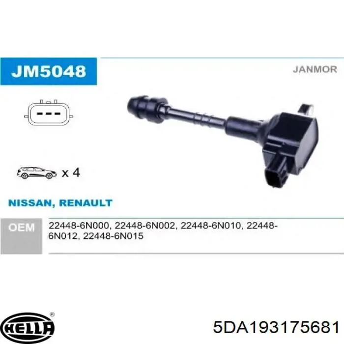Bobina de chispa HELLA 5DA193175681 precio, desde 38,53 EUR