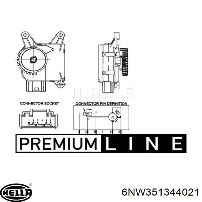 6NW351344021 HELLA elemento de reglaje, válvula mezcladora