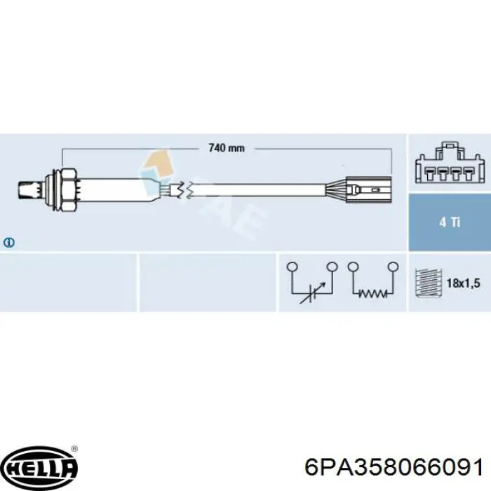 Comprar 6PA358066091 HELLA Sonda lambda de oxígeno posterior al catalizador
