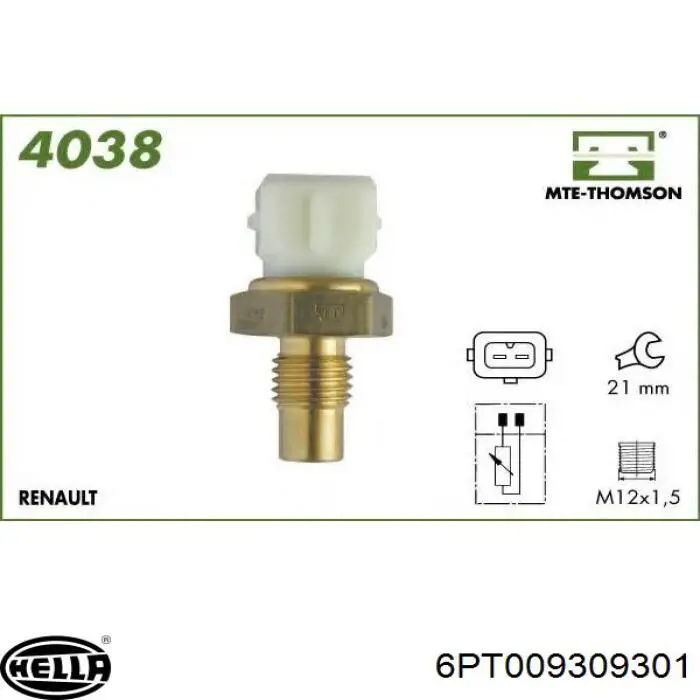 Sensor de temperatura del refrigerante HELLA 6PT009309301 precio, desde 10,05 EUR