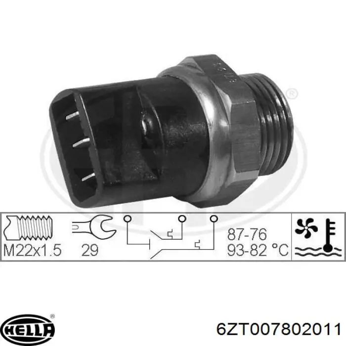 6ZT 007 802-011 HELLA sensor, temperatura del refrigerante (encendido el ventilador del radiador)