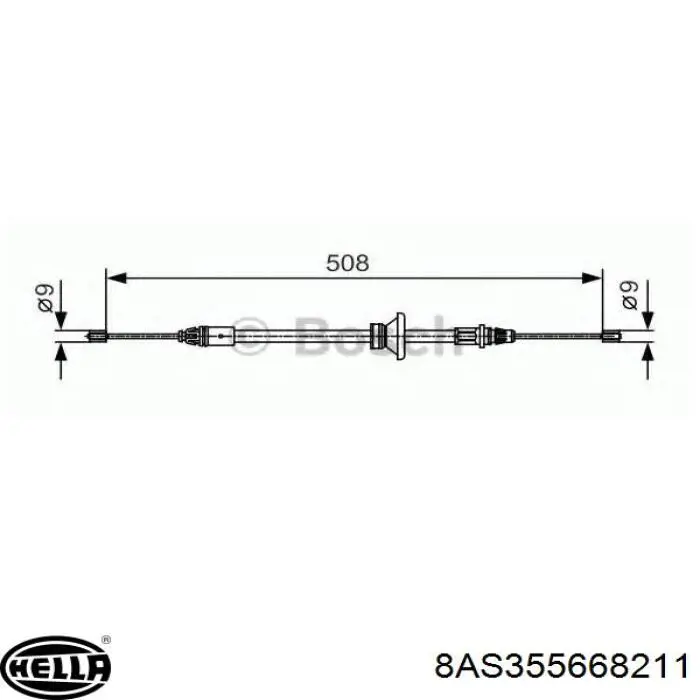 8AS355668211 HELLA cable de freno de mano delantero