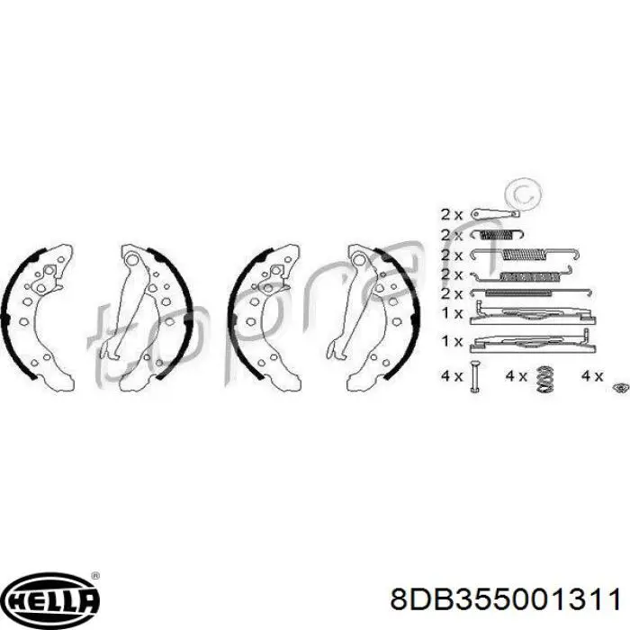 8DB355001-311 HELLA zapatas de frenos de tambor traseras