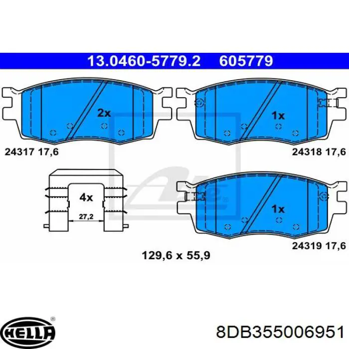 Comprar 8DB355006951 HELLA Pastillas delanteras de freno
