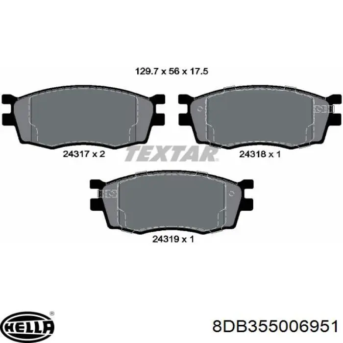 Pastillas de freno 8DB355006951 HELLA