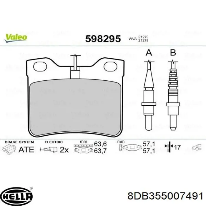 Comprar 8DB355007491 HELLA Pastillas de freno traseras
