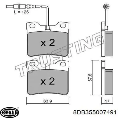 Pastillas de freno traseras 8DB355007491 HELLA