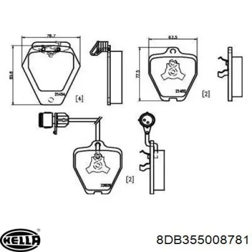 8DB355008781 HELLA pastillas de freno delanteras