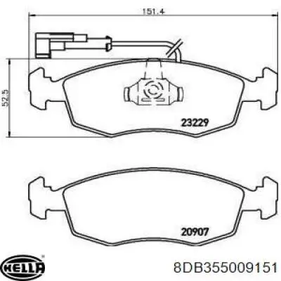 8DB355009151 HELLA pastillas de freno delanteras