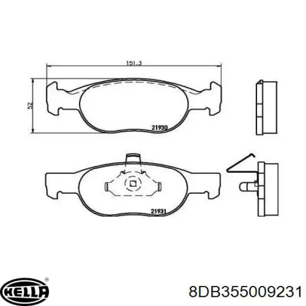 8DB355009231 HELLA pastillas de freno delanteras