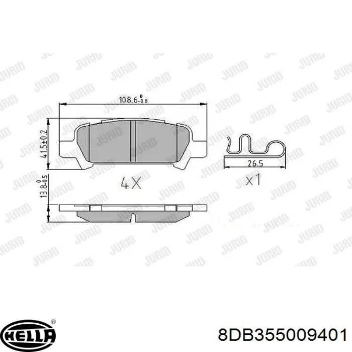 Pastillas de freno traseras 8DB355009401 HELLA