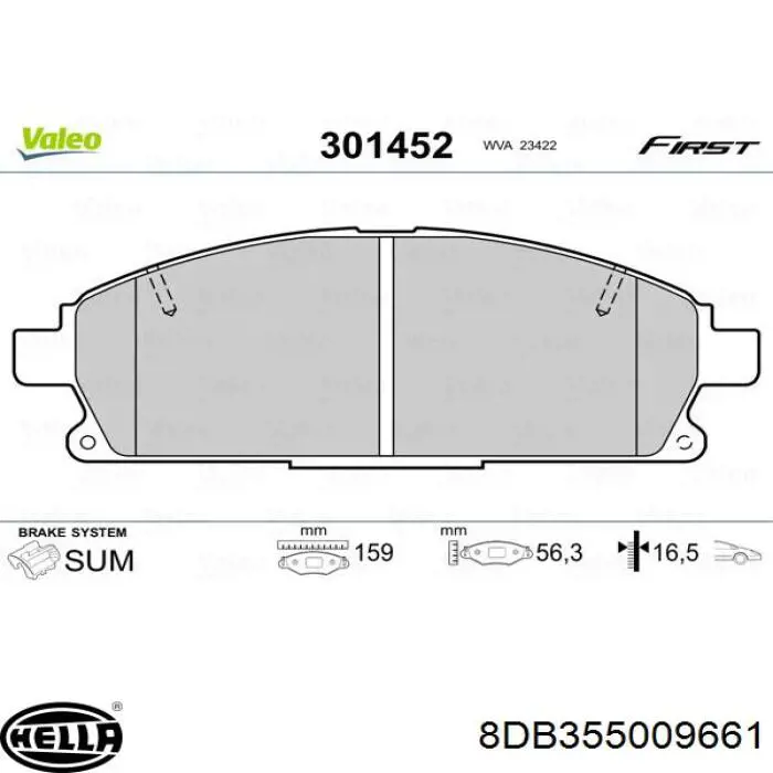 Pastillas de freno 8DB355009661 HELLA