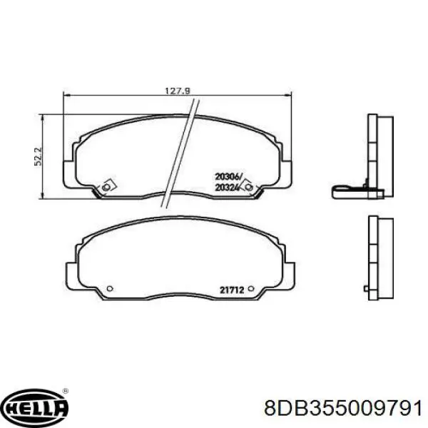 8DB355009791 HELLA pastillas de freno delanteras