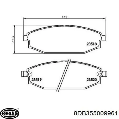 8DB355009961 HELLA pastillas de freno delanteras