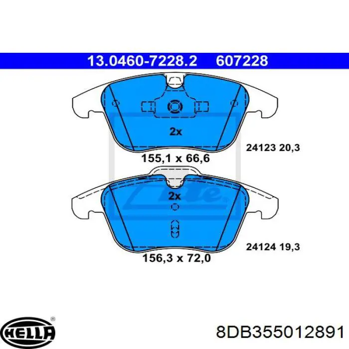 8DB355012891 HELLA pastillas de freno delanteras