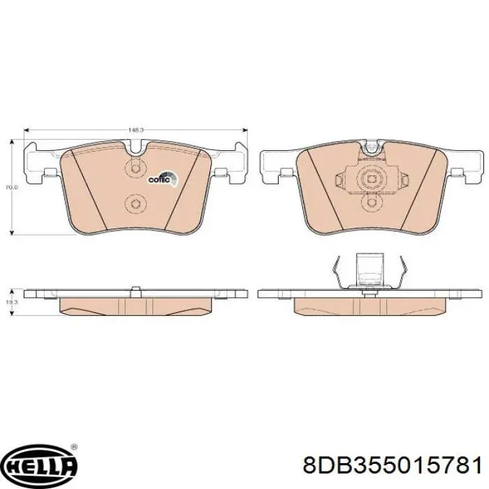 Pastillas de freno 8DB355015781 HELLA