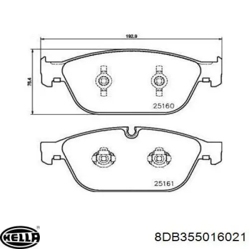 8DB355016021 HELLA pastillas de freno delanteras