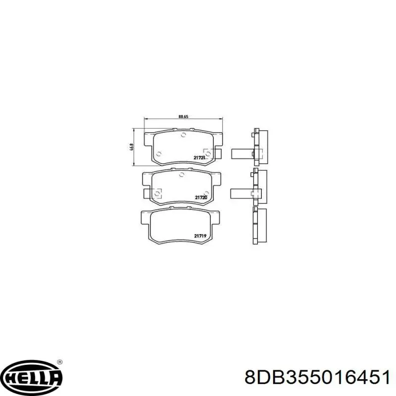 Pastillas de freno traseras 8DB355016451 HELLA