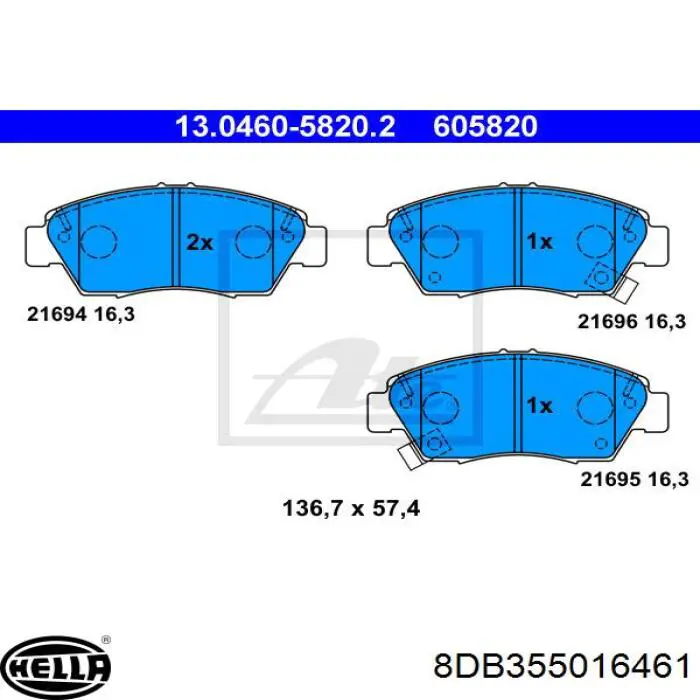 Comprar 8DB355016461 HELLA Pastillas delanteras de freno