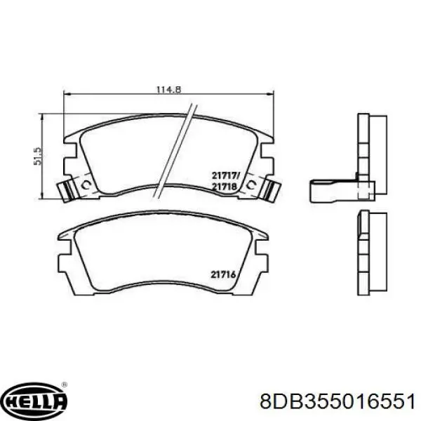 8DB355016551 HELLA pastillas de freno delanteras