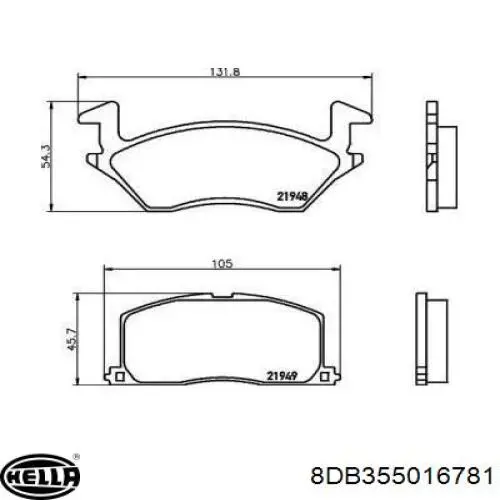 8DB355016781 HELLA pastillas de freno delanteras