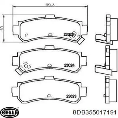 8DB355017191 HELLA pastillas de freno traseras