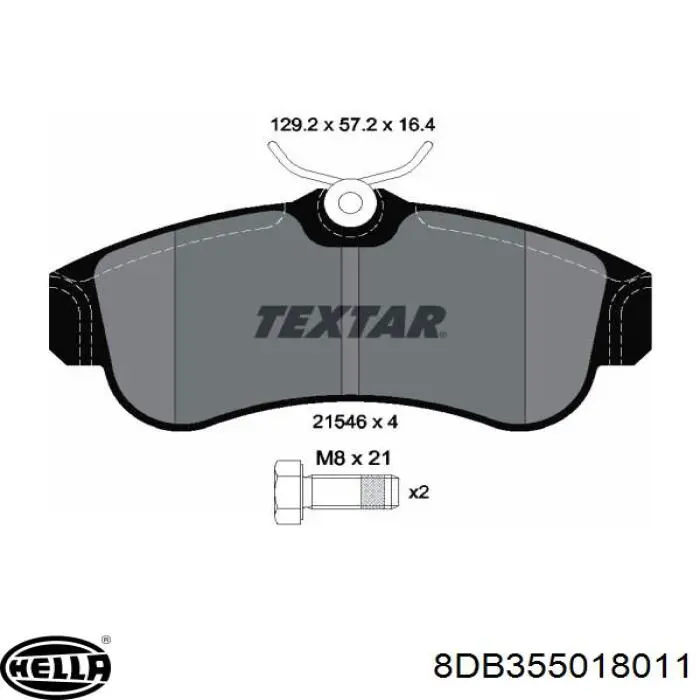Pastillas de freno 8DB355018011 HELLA