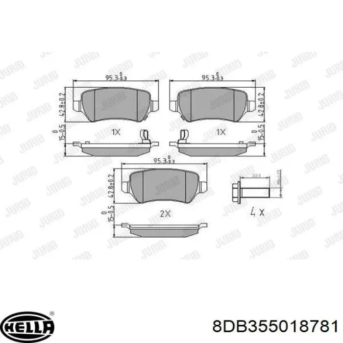 Pastillas de freno traseras 8DB355018781 HELLA