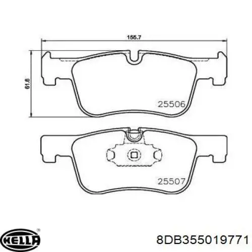 8DB355019771 HELLA pastillas de freno delanteras