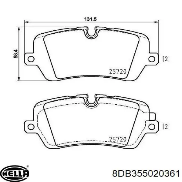 8DB355020361 HELLA pastillas de freno traseras