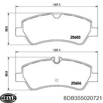 8DB355020-721 HELLA pastillas de freno traseras