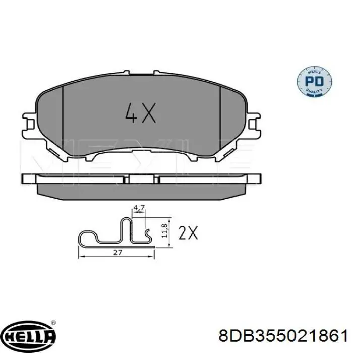 8DB355021861 HELLA pastillas de freno delanteras