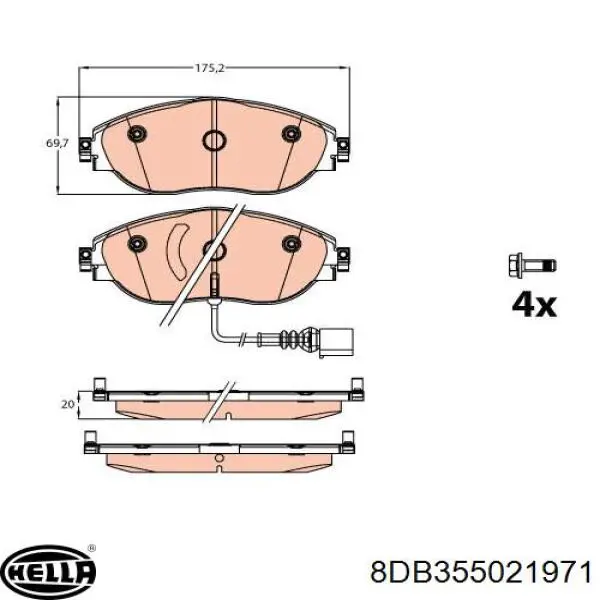 8DB355021971 HELLA pastillas de freno delanteras