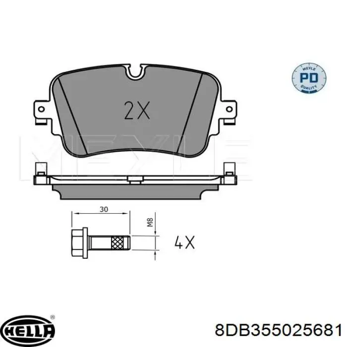 8DB355025681 HELLA pastillas de freno traseras