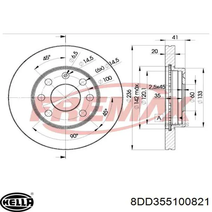 Freno de disco delantero Opel Astra 51, 52, F35, M35
