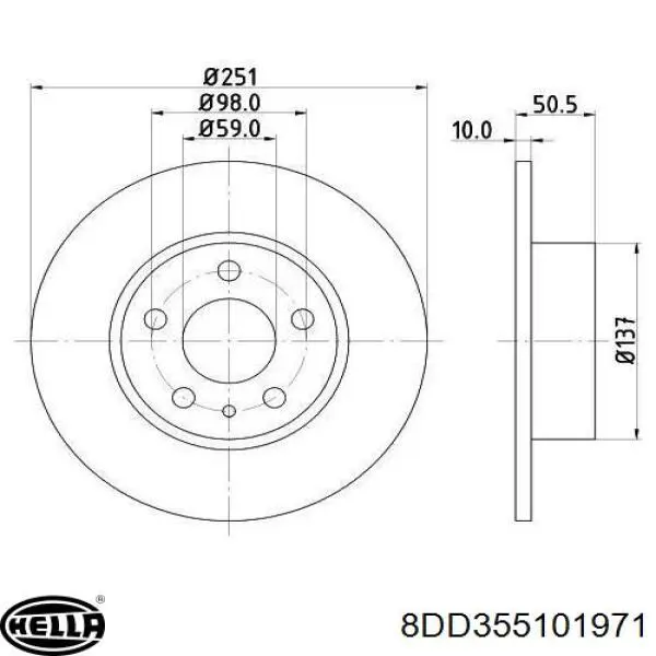 8DD355101971 HELLA disco de freno trasero