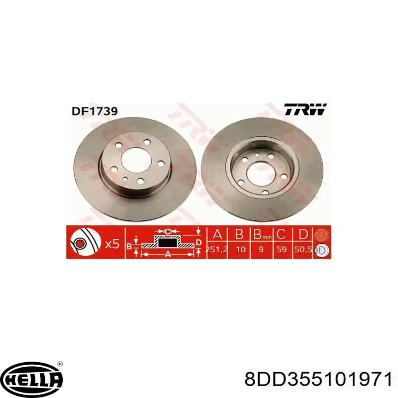 Disco de freno trasero Alfa Romeo 147 937