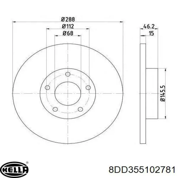 8DD355102781 HELLA disco de freno delantero