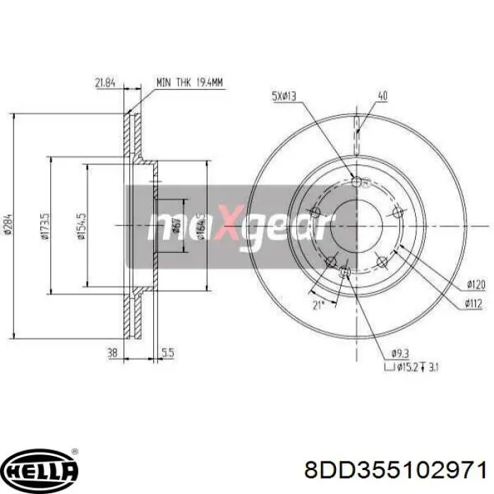 Disco de freno delantero Mercedes A2024210912