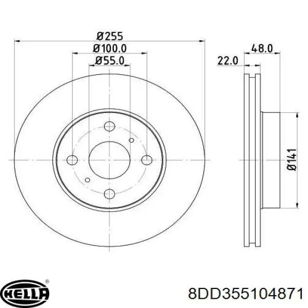 8DD355104871 HELLA disco de freno delantero