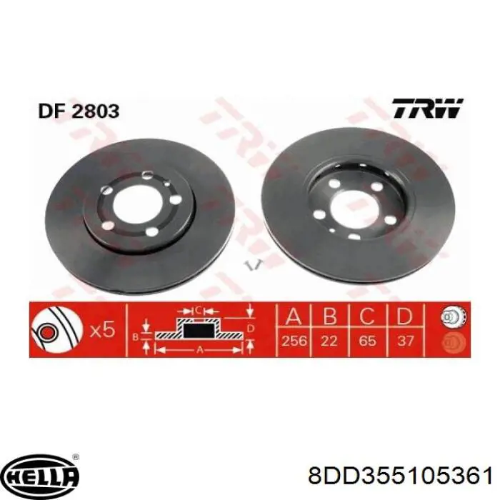 Frenos delanteros HELLA 8DD355105361 precio, desde 28,67 EUR