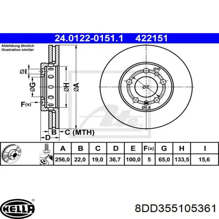 Comprar 8DD355105361 HELLA Freno de disco delantero
