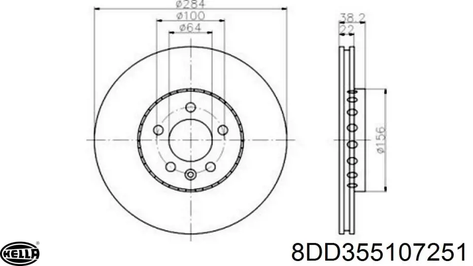 8DD355107251 HELLA freno de disco delantero