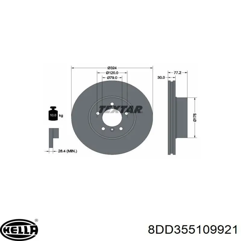 8DD355109921 HELLA disco de freno delantero